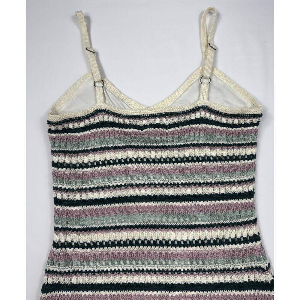 Pink Rose Striped Crochet Midi Dress Sleeveless Crochet  size S - Picture 8 of 11